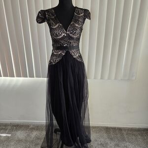 Black Tiered V-Neck Maxi Dress